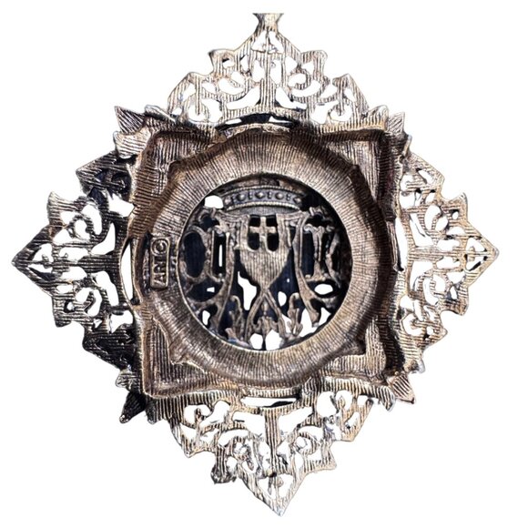 ART Signed Pendant 36" Necklace with Cross and Crown Vintage - Picture 5 of 6